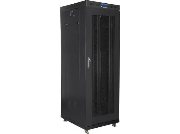 Lanberg - Rack kabinet - med display, 4 køleblæsere - sort, RAL 9004 - 37U - 19