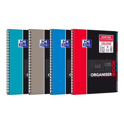 Oxford Etudiants - Cahier trieur Organiserbook A4+ (24 x 29,7 cm) - 160 pages - petits carreaux (5x5 mm) - disponible dans différentes couleurs