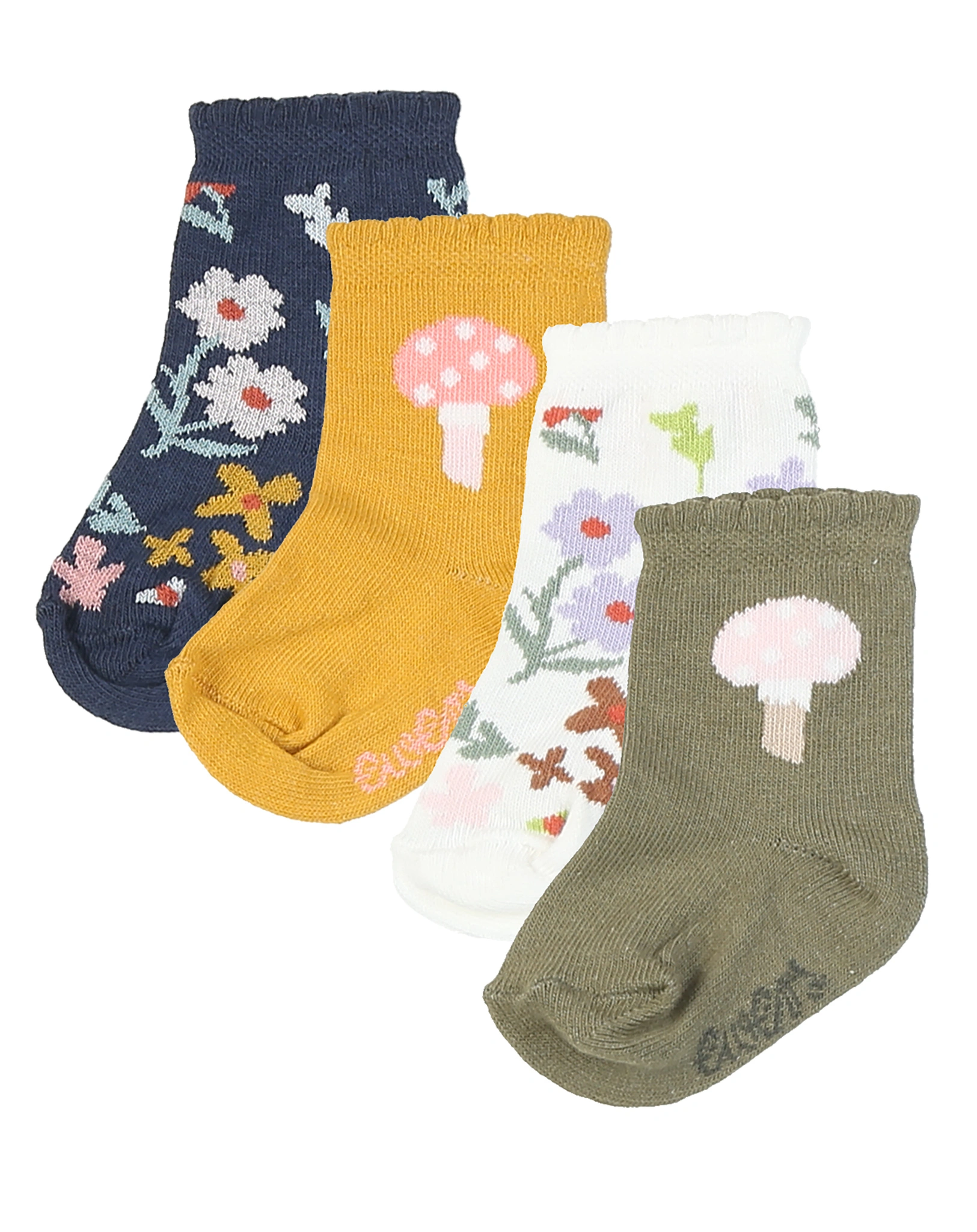 Söckchen BLÜMCHEN 4er Pack in tinte/beige