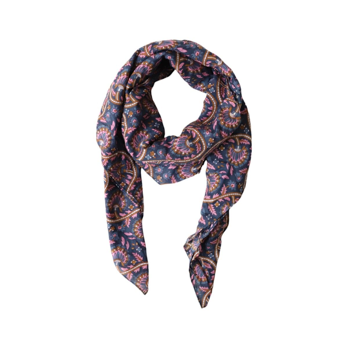 Foulard block print bleu - Mariage Indien Pondie Chérie