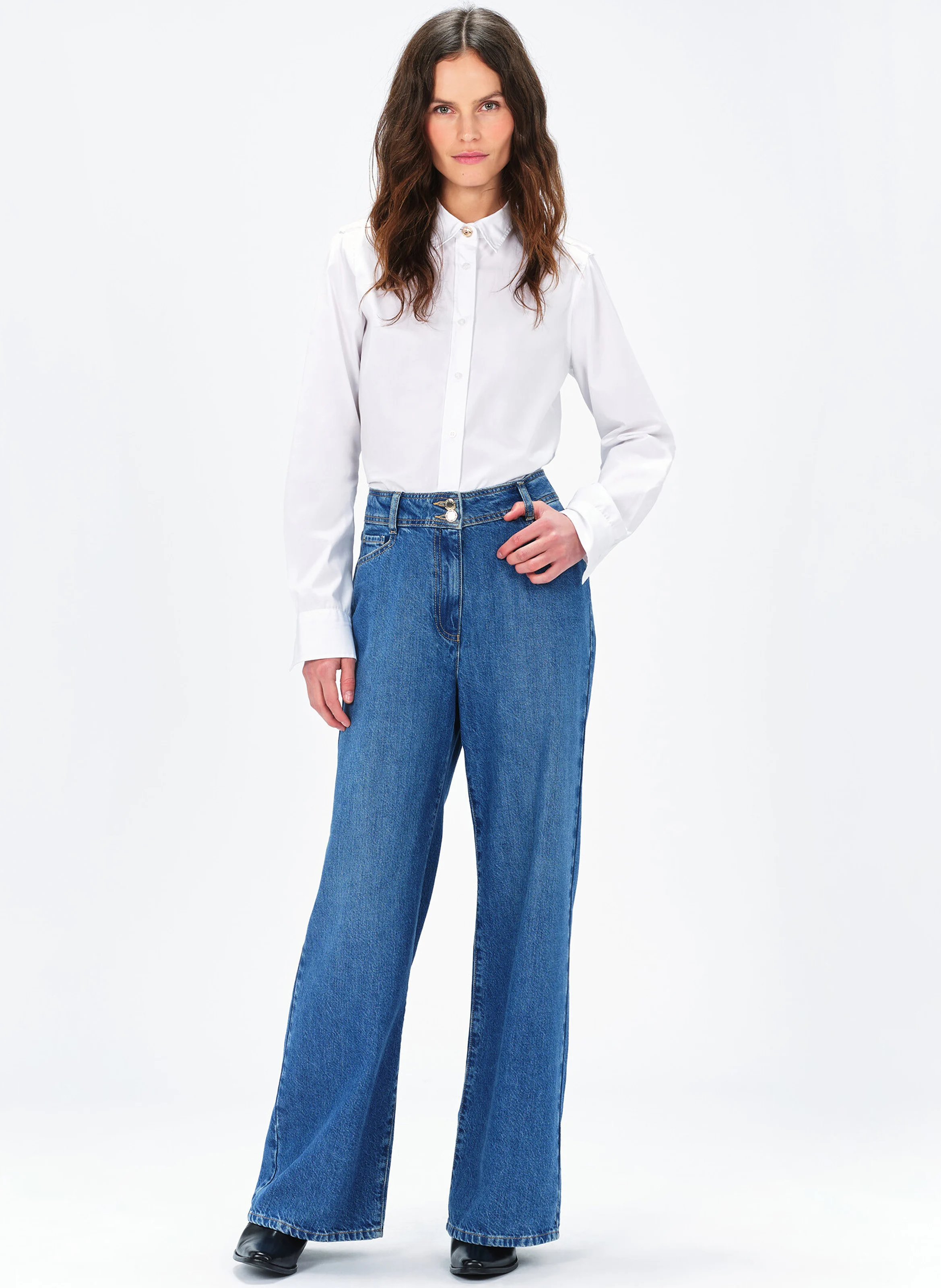 PICKI - Jean large en coton mélangé | Bleu