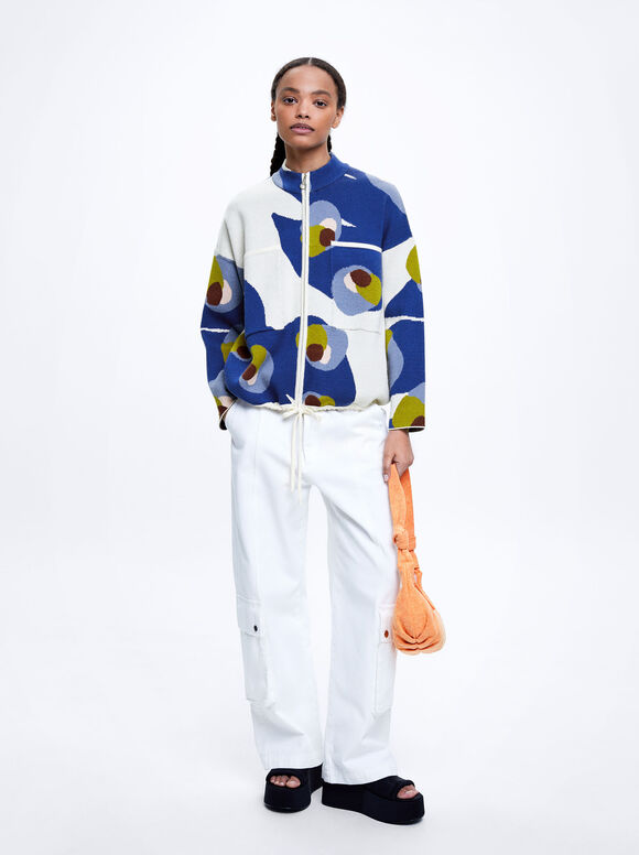 Cardigã de malha jacquard - Multicor