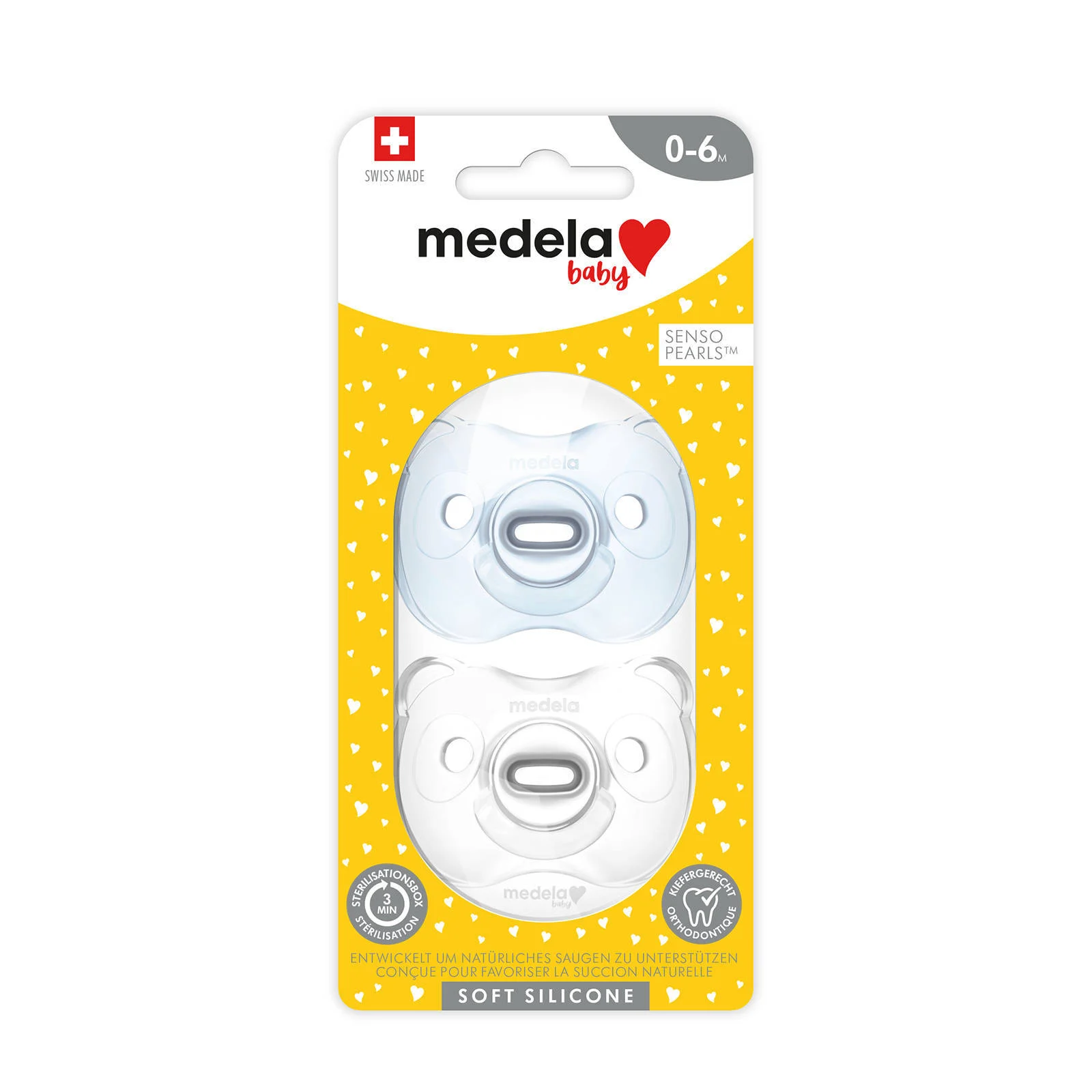 Medela Baby fopspeen Soft Silicone 0-6m soft blue/transp(2 stuks)