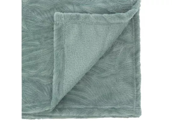 Plaid flanelle Bleu givré motif en relief 125 x 150 cm