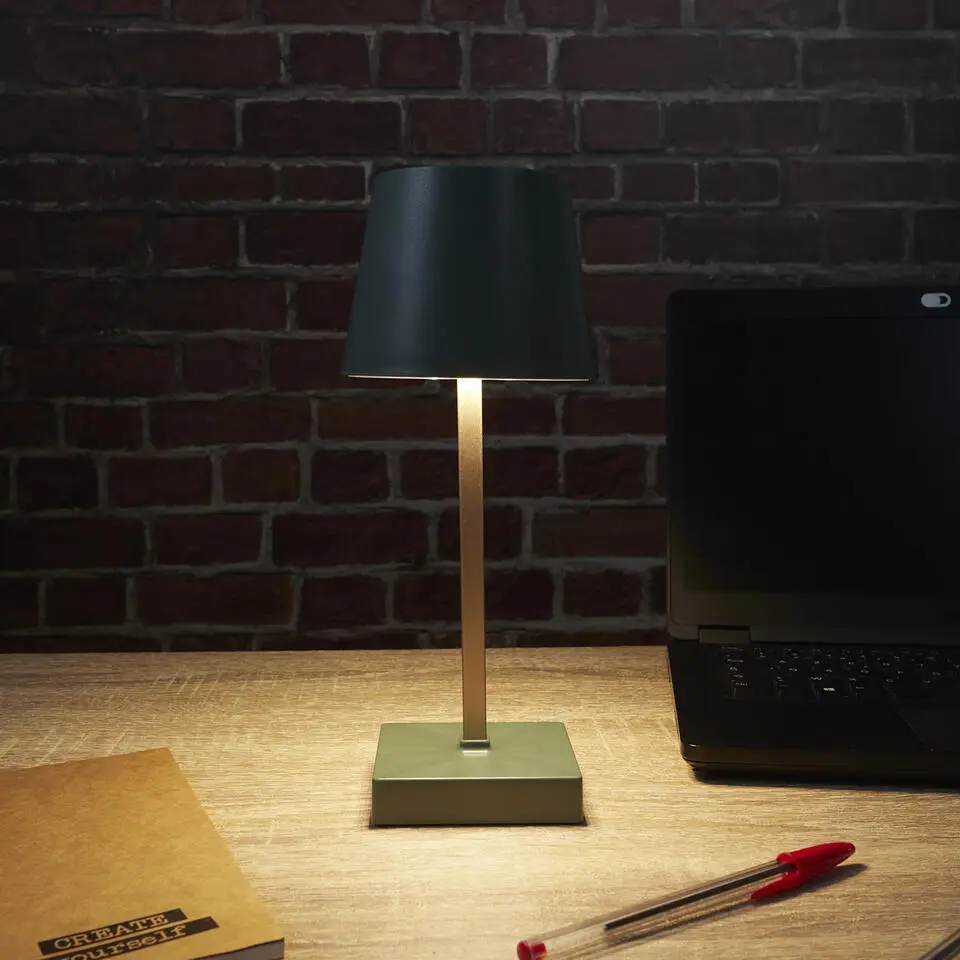 Home deco factory LED tafellamp - kunststof - groen - touch - 26cm