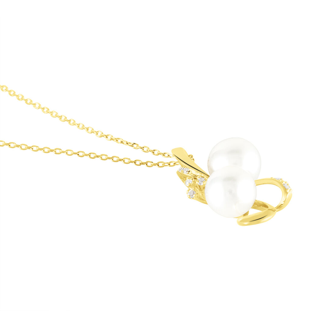 Collier Wandula Or Jaune Perle De Culture Et Diamant