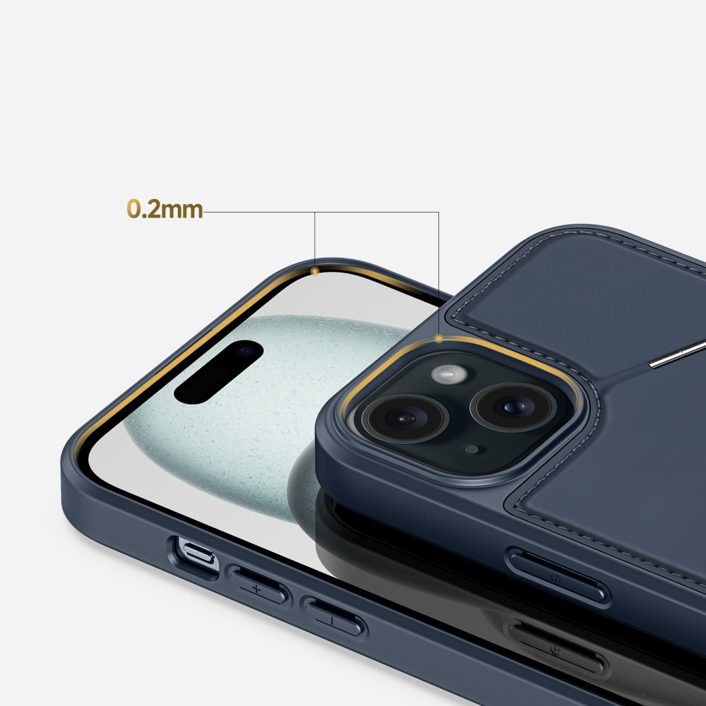 iPhone 14 / iPhone 13 MagSafe Hybrid Leder Hülle mit Kartenfach   Kickstand Aufsteller (RFID Schutz) - Schwarz