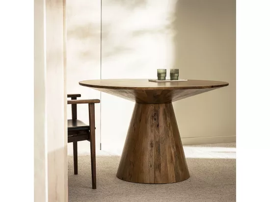 Wood - Table à manger 4 personnes ronde en bois ø120cm - Bois foncé