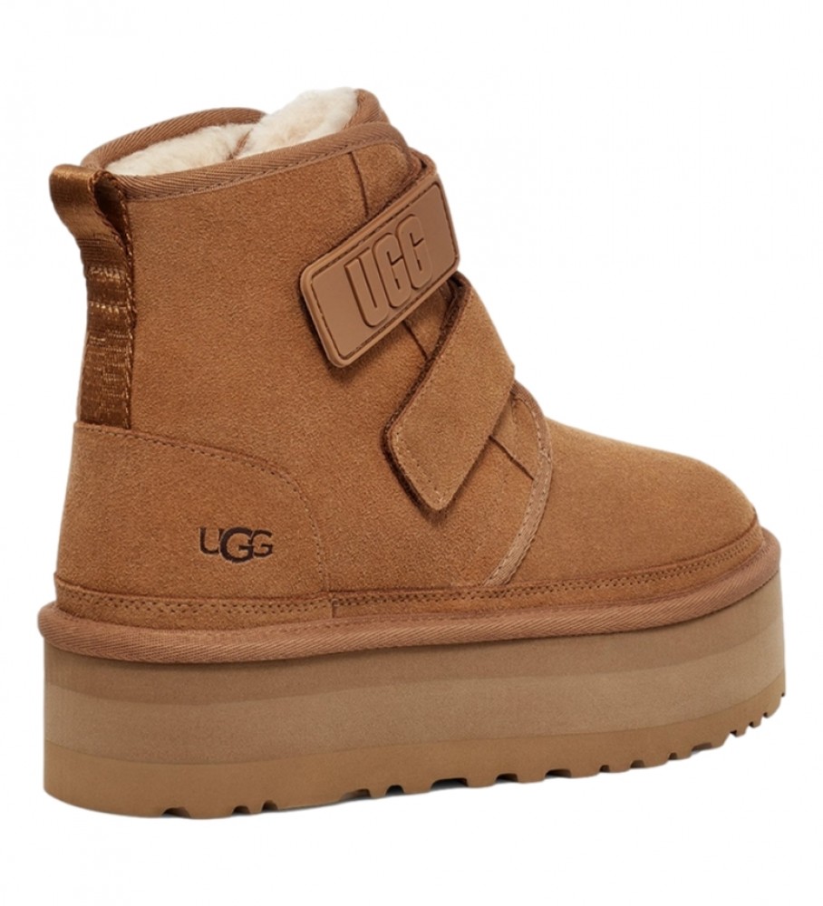 Botas UGG W Neumel Platform em couro marrom - altura da plataforma: 3 cm