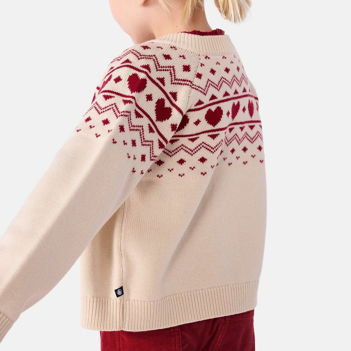PETIT BATEAU<br>Colete em lã e algodão, padrão jacquard