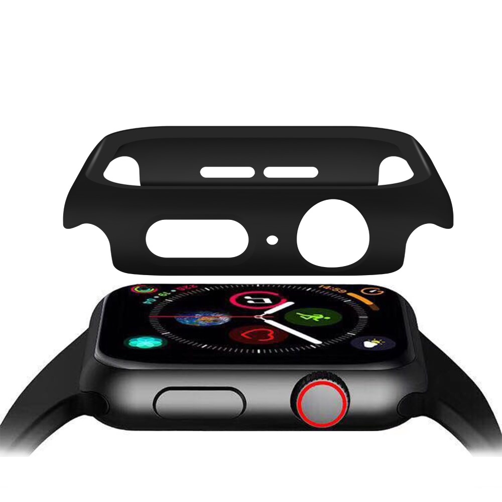 Apple Watch (44mm) Gummierter Bumper   Display Schutzfolie - Schwarz
