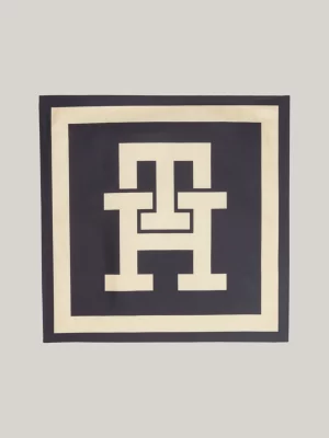 Lenço quadrado de seda Sport TH Monogram