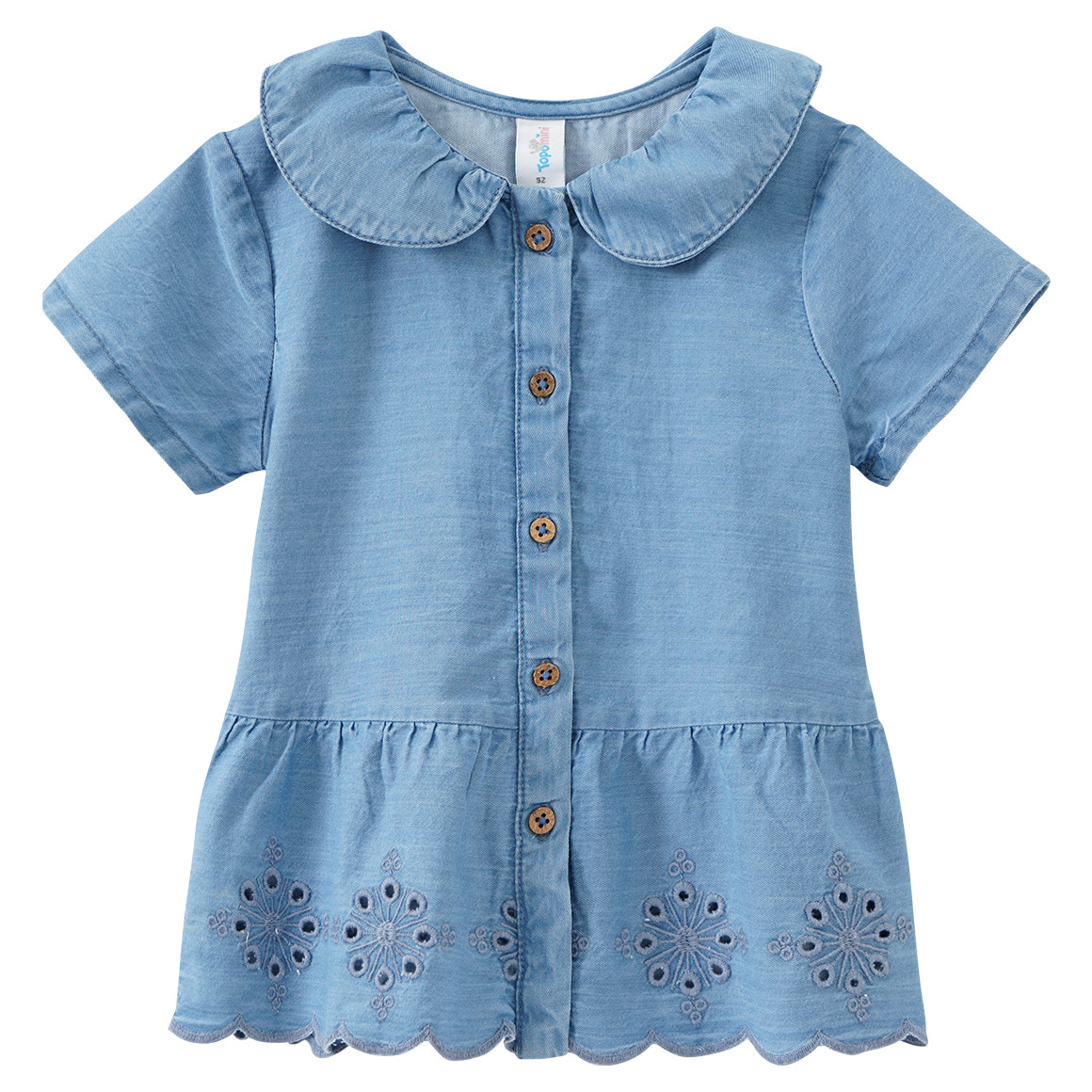 Topomini Baby Jeansbluse mit Lochstickerei blau