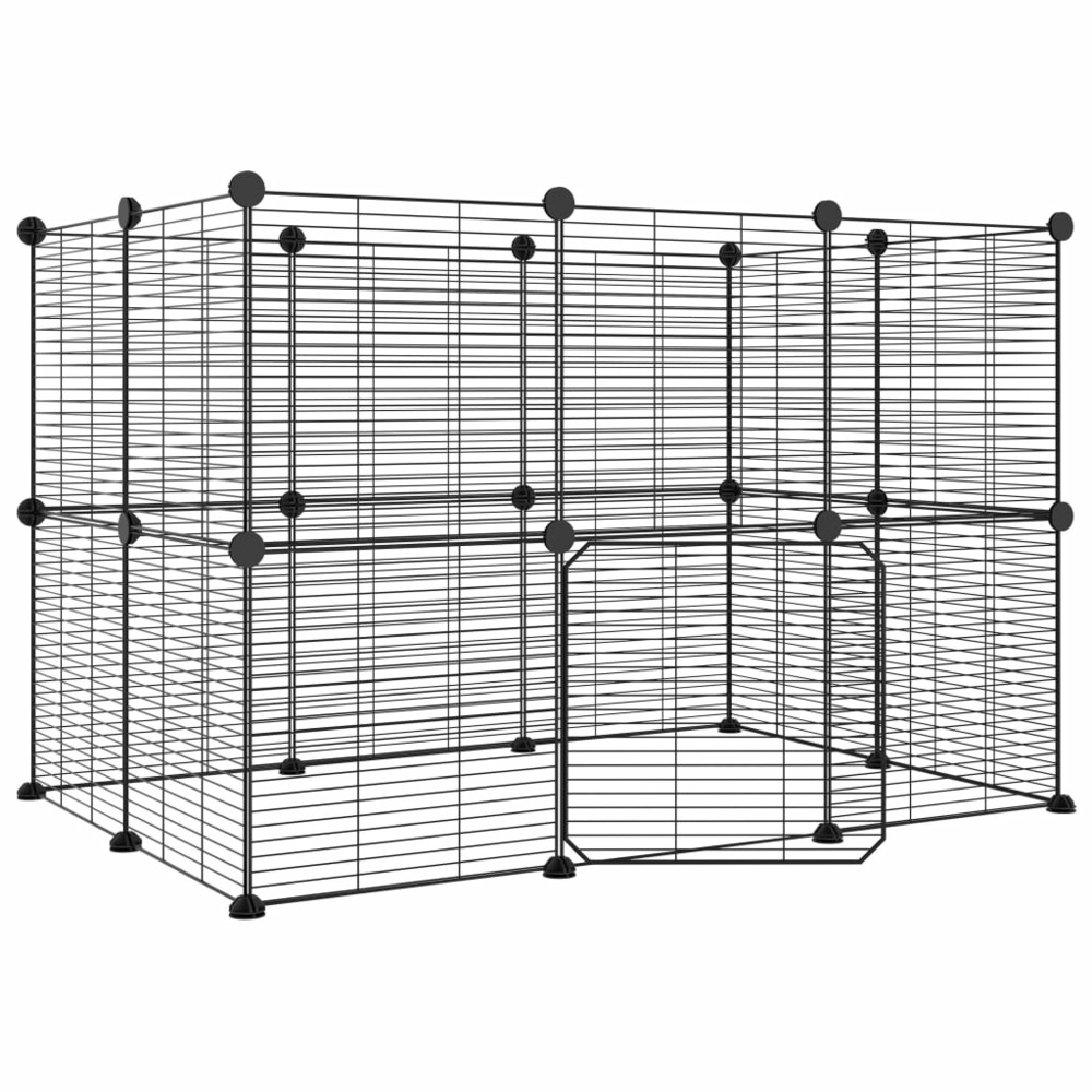 Cage animaux de compagnie à 20 panneaux et porte noir 35x35 cm