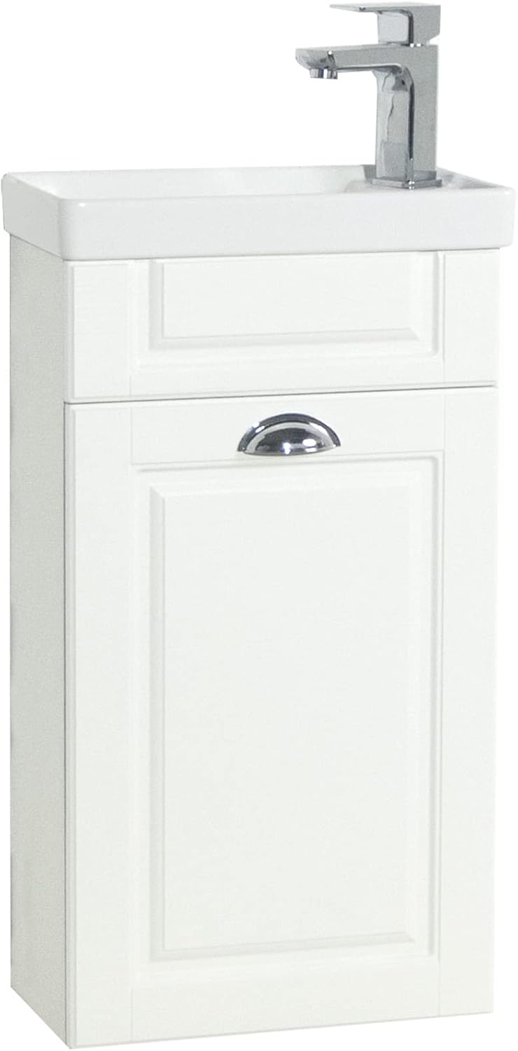 VCM 2-TLG Set/Waschplatz für Gäste WC/H. 83 x B. 41 x T. 22 cm/Gästebad/Waschtisch Toilette/Waschplatz im Landhaus Stil/Badezimmer Set – Casalo