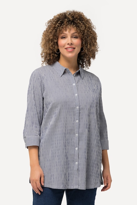 Bubble-Bluse, Streifen, Hemdkragen, 3/4-Arm
