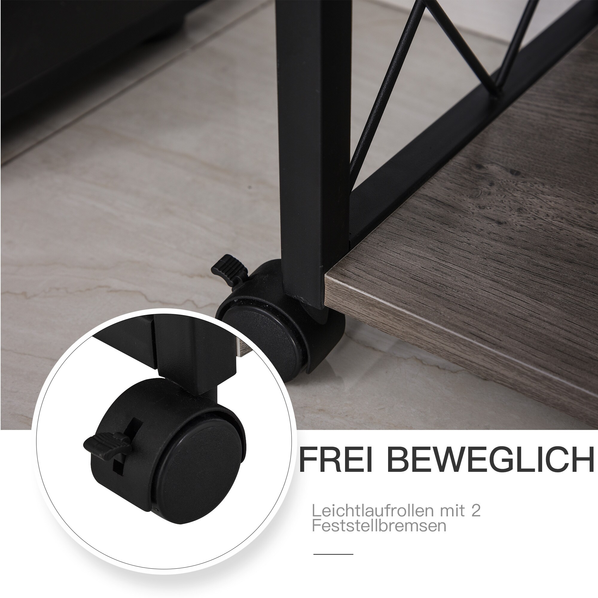 HOMCOM Mobiler Beistelltisch mit Schublade 60 x 30 x 65 cm (BxTxH)