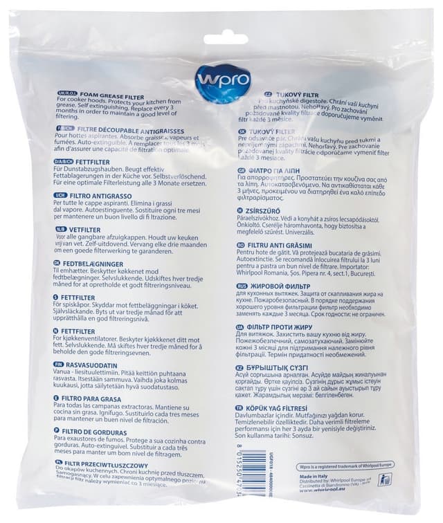 Wpro skum fedtfilter UGF018