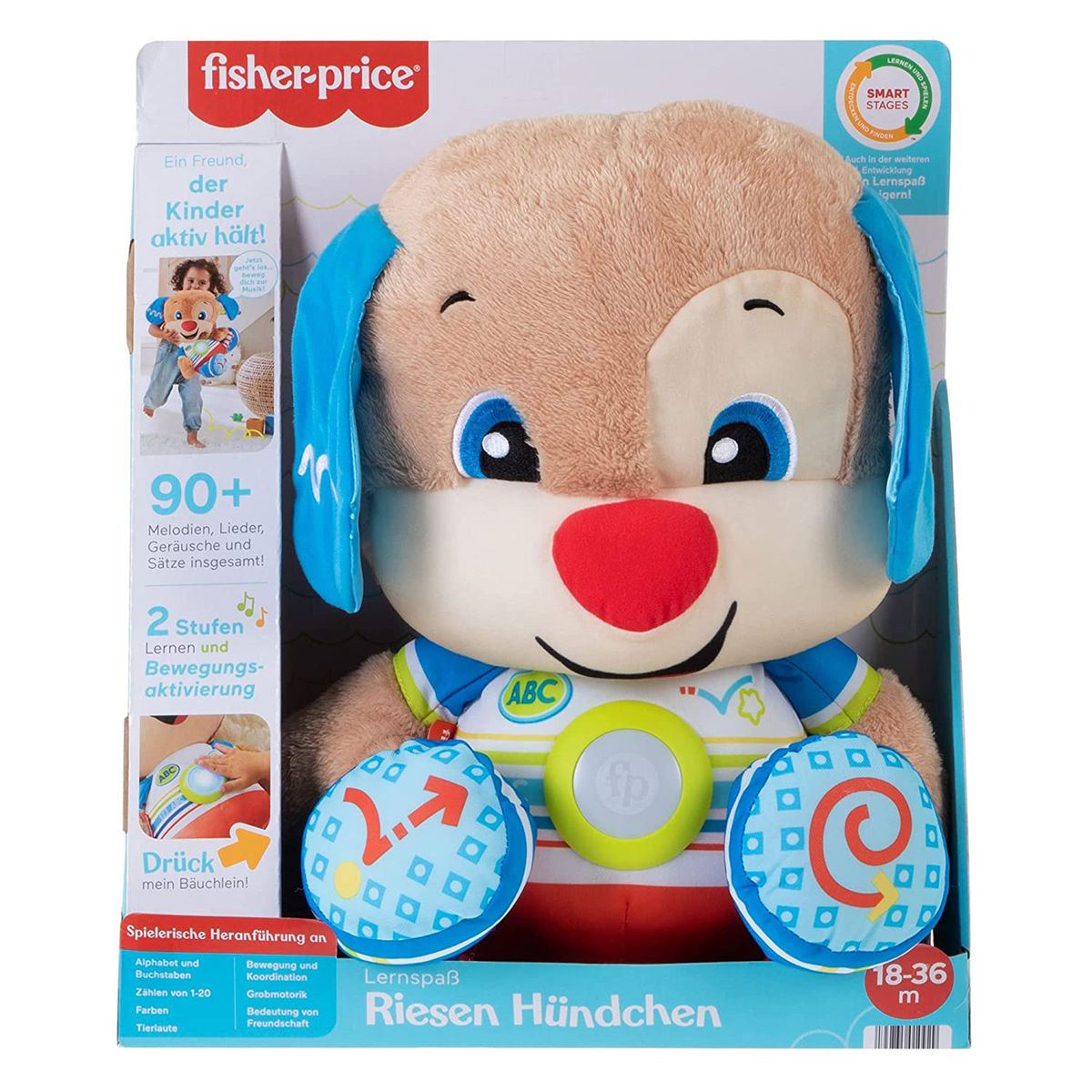 Mattel HCJ15 - Fisher-Price - Plüschfigur mit Licht und Sound,40cm, Lernspaß Riesen-Hündchen