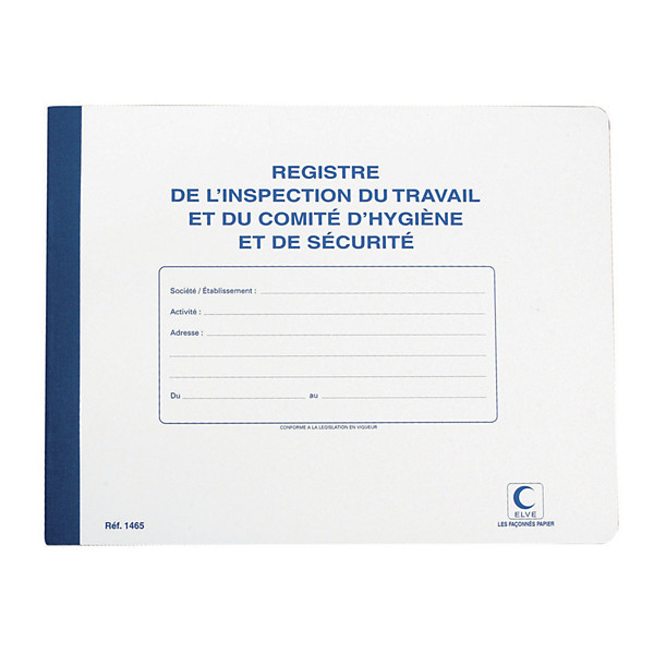 Registre inspection  du travail et du comité d'hygiène et de sécurité 22 x 28 Elve