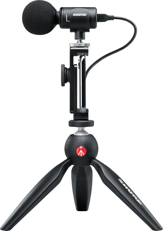 Shure MV88+ - Digitale Stereo Condensormicrofoon - Voor iPhone en Android - Inclusief Manfrotto Pixi Tripod