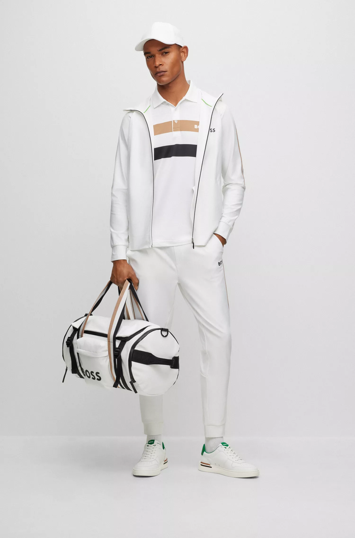 Camisa polo listrada slim-fit BOSS Green-BOSS x Matteo Berrettini