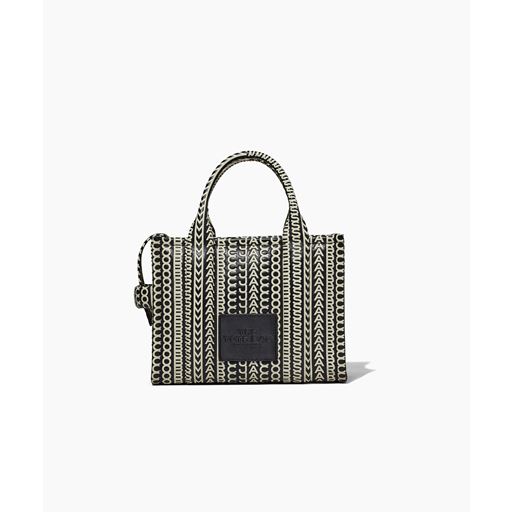 Marc Jacobs The Monogram Leather Mini Tote Bag, Sort/Hvid