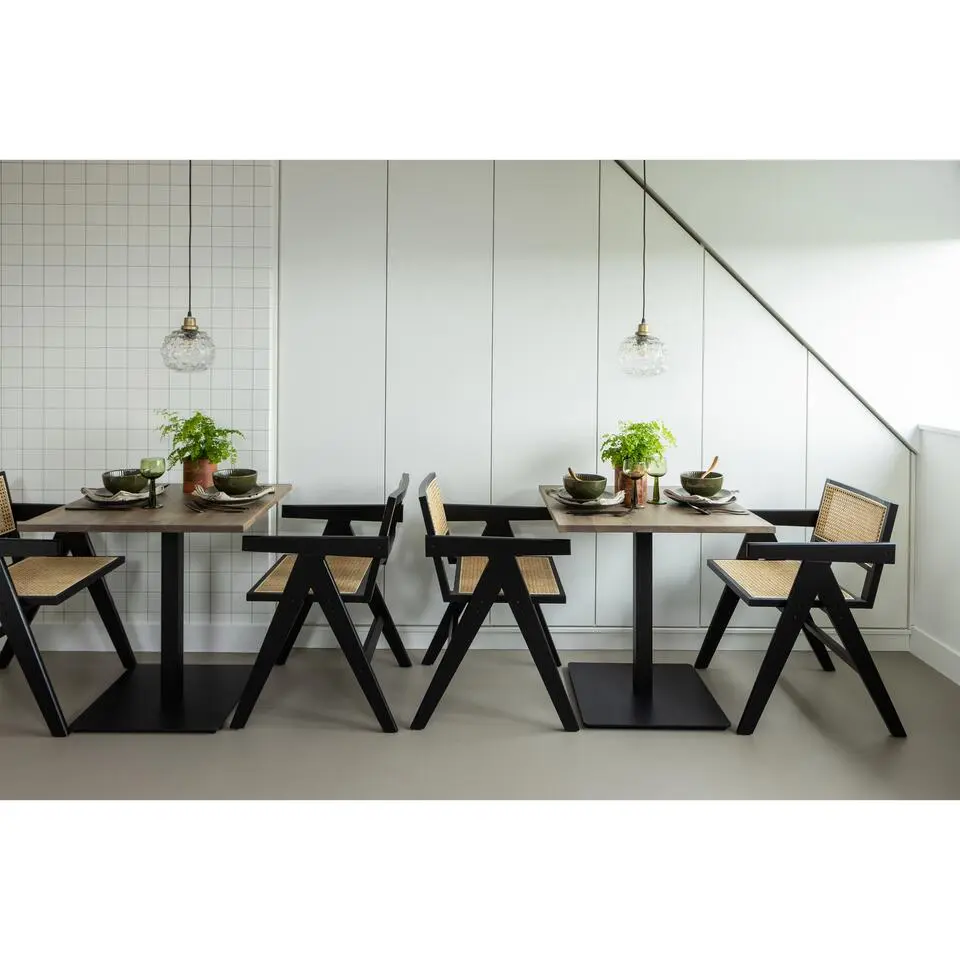 WOOOD Gunn Eetkamerstoel - Rattan - Zwart - 80x54x54