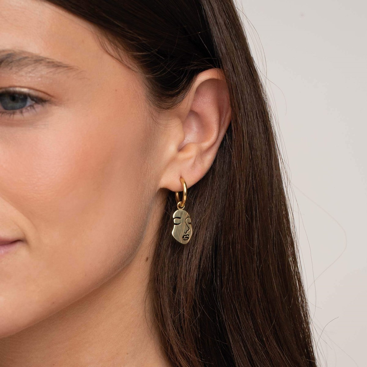 Boucles Visage acier doré or