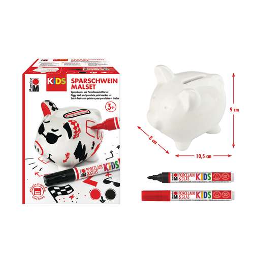 Marabu KiDS Porcelain & Glas Sparschwein-Malset