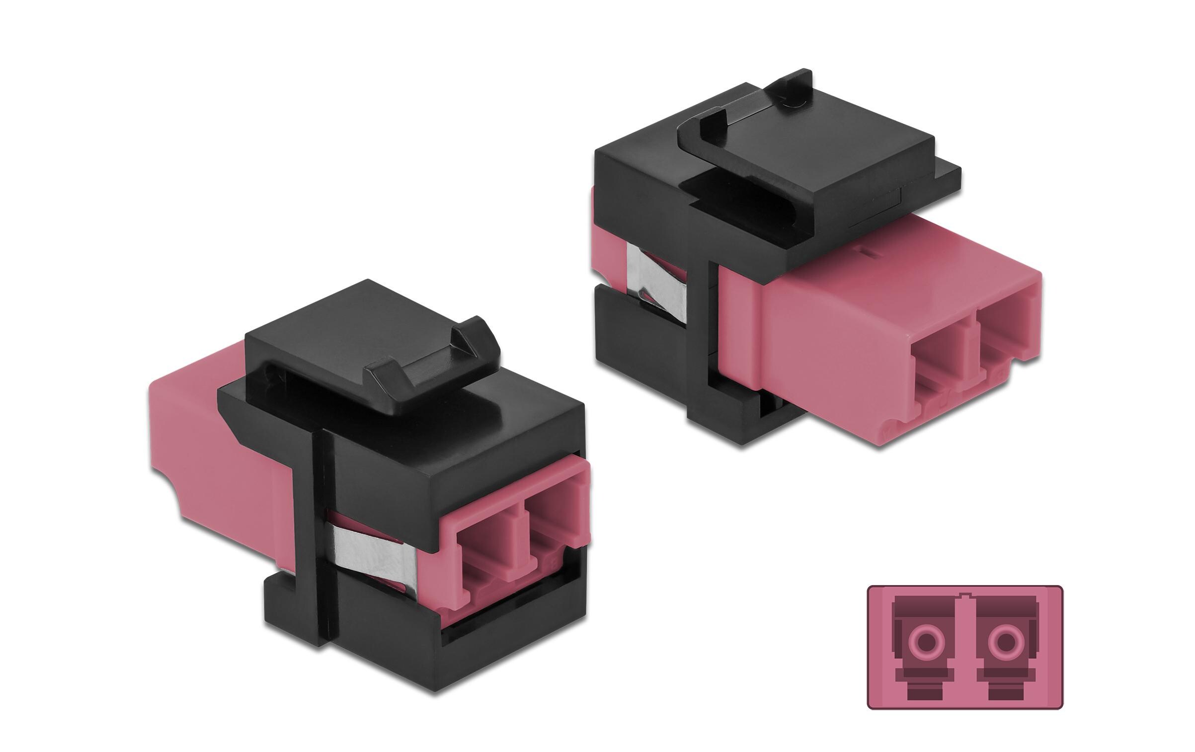 Keystone-Modul LC Buchse zu LC Buchse Violett / SchwarzDelock Keystone Modul LC Duplex Buchse zu LC Duplex Buchse violett / schwarz