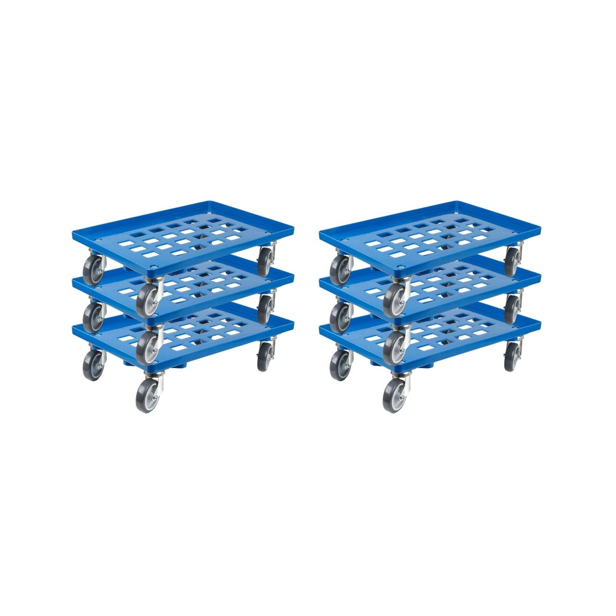 PROREGAL transportwagen voor Euroboxen 60 x 40 cm met rubberen wielen, blauw, roostervloer, 2 zwenkwielen en 2 remwielen, draagvermogen 300 kg
