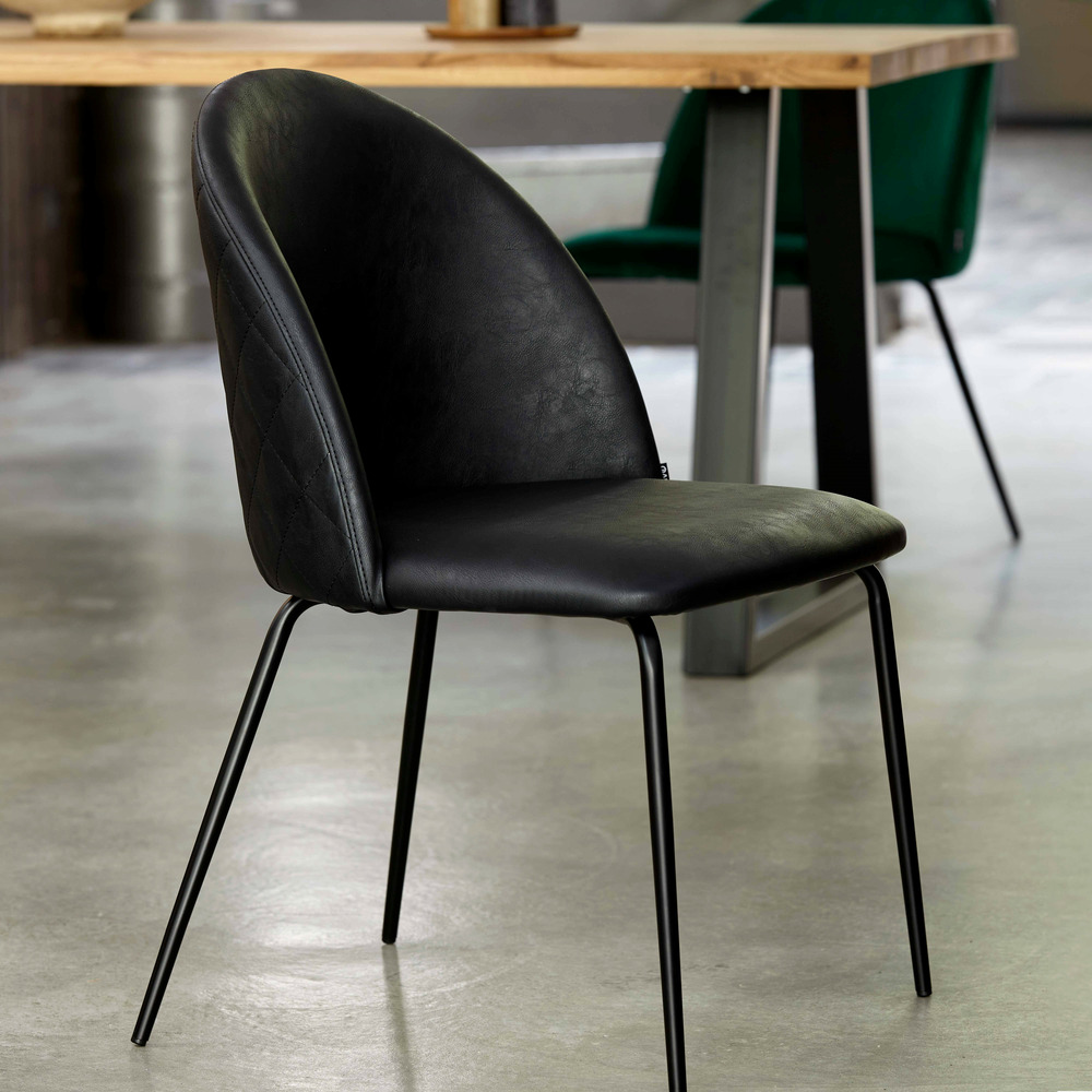 Lot de 4 chaises en textile enduit noir
