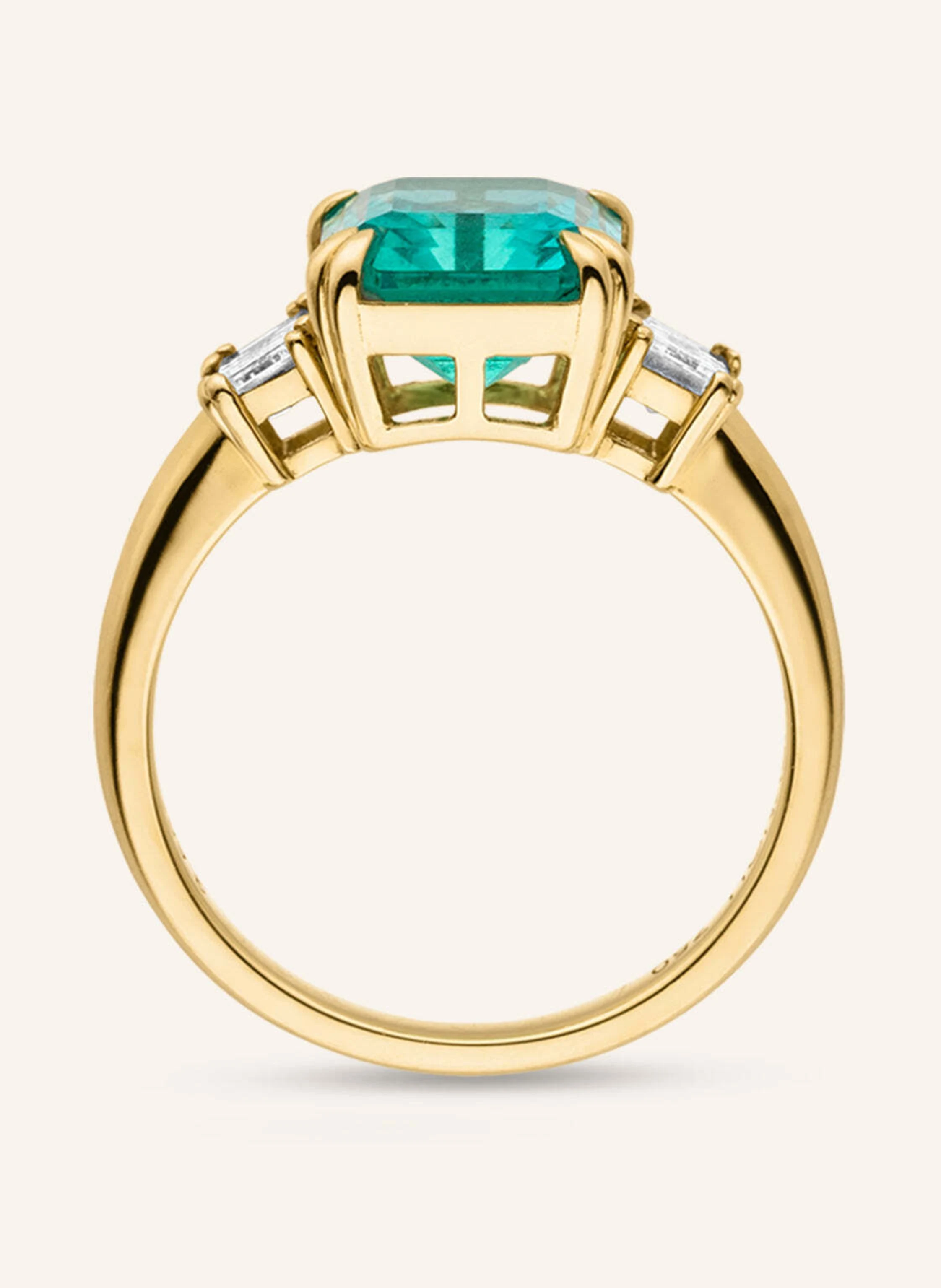 VEYNOU Ring EDEN aus 14 Karat Gelbgold mit lab-grown Smaragd und Diamanten