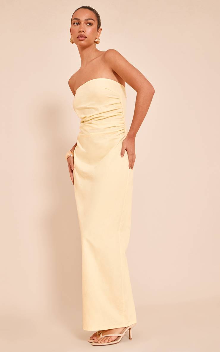 Citron Robe Mi-longue Bandeau Froncée