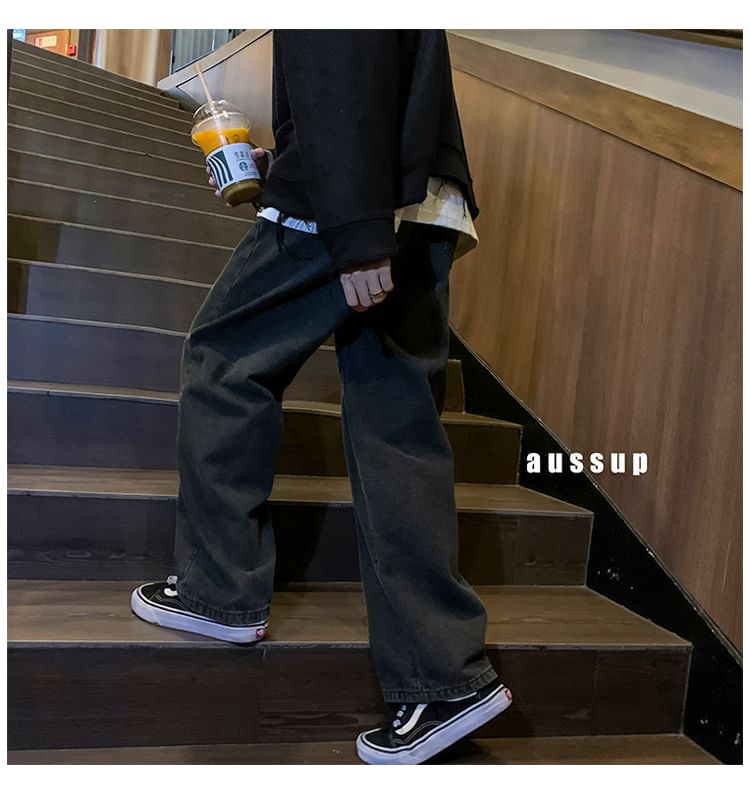 Priam - Mid Rise Washed Wide Leg Jeans