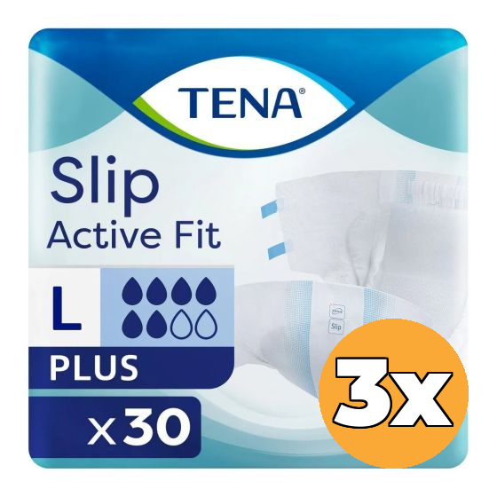 3x Tena Slip Active Fit Plus Large (30 stuks)