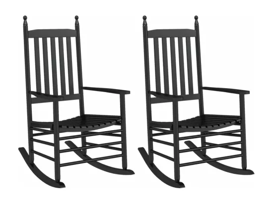 Chaises à bascule avec sièges incurvés lot de 2 noir peuplier