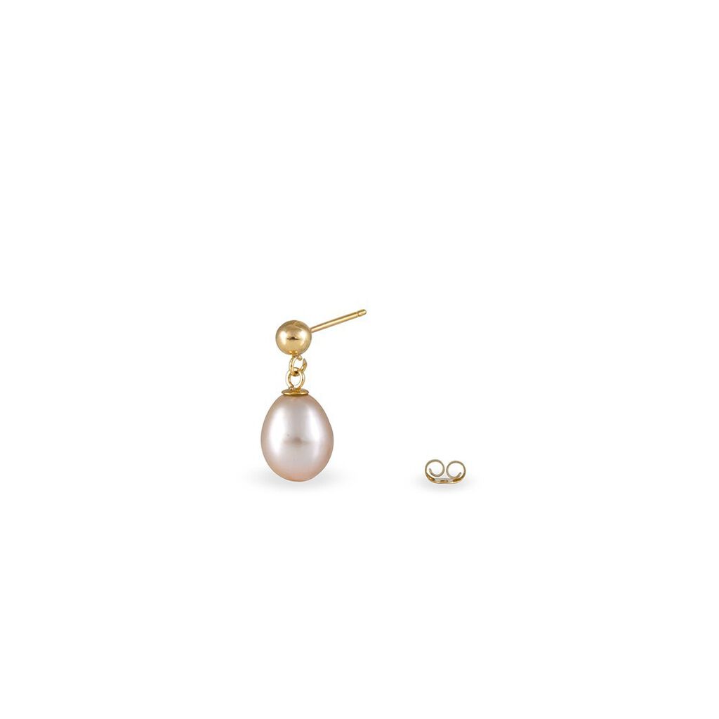 Boucles D'oreilles Pendantes Baroque Or Jaune Perle De Culture