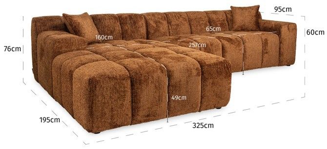 Loungebank S5136 Lovely Cinnamon Cube B325 x D195 x H76 cm