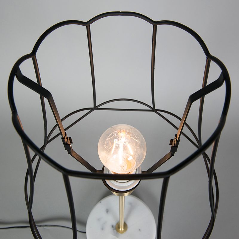 Retro tafellamp messing met Granny frame zwart 30 cm - Kaso