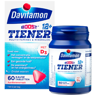 Davitamon Multi Boost 12  Kauwtabletten Aardbei 2x60KTB