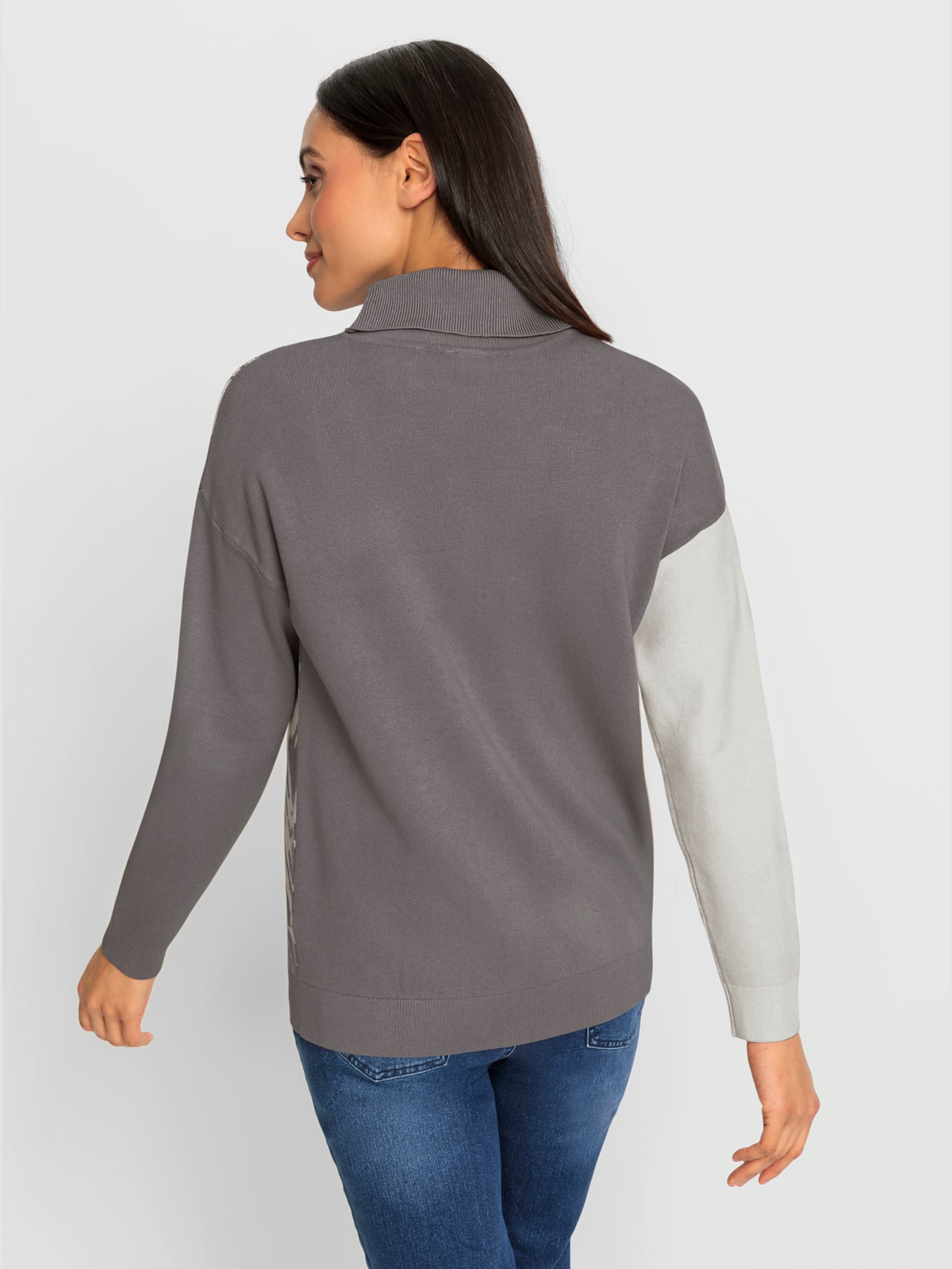 Pull à col roulé motif jacquard original