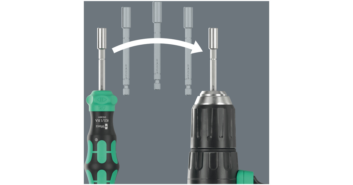 WeraKraftform Kompakt 28 RA 1, 6‑delig bitset  (Zwart/groen)