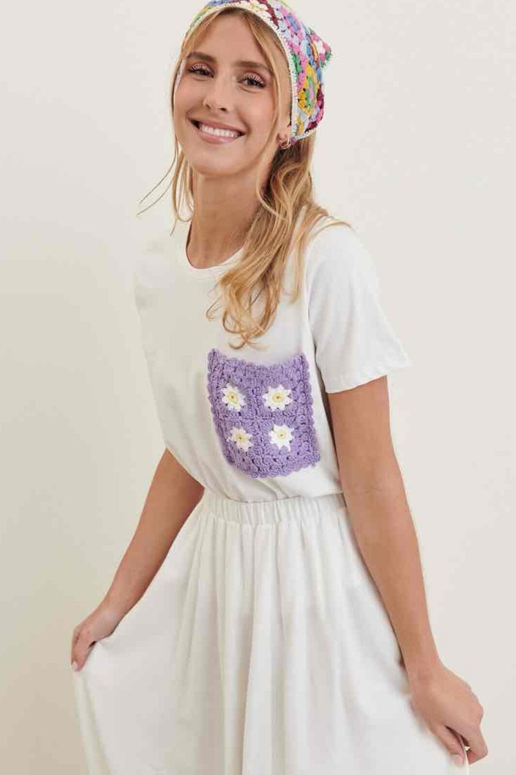 Anobel Copenhagen T-shirt With Crochet Pocket Q05