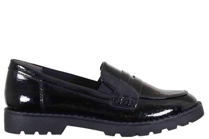 TAMARIS BLK PATENT LOAFERS
