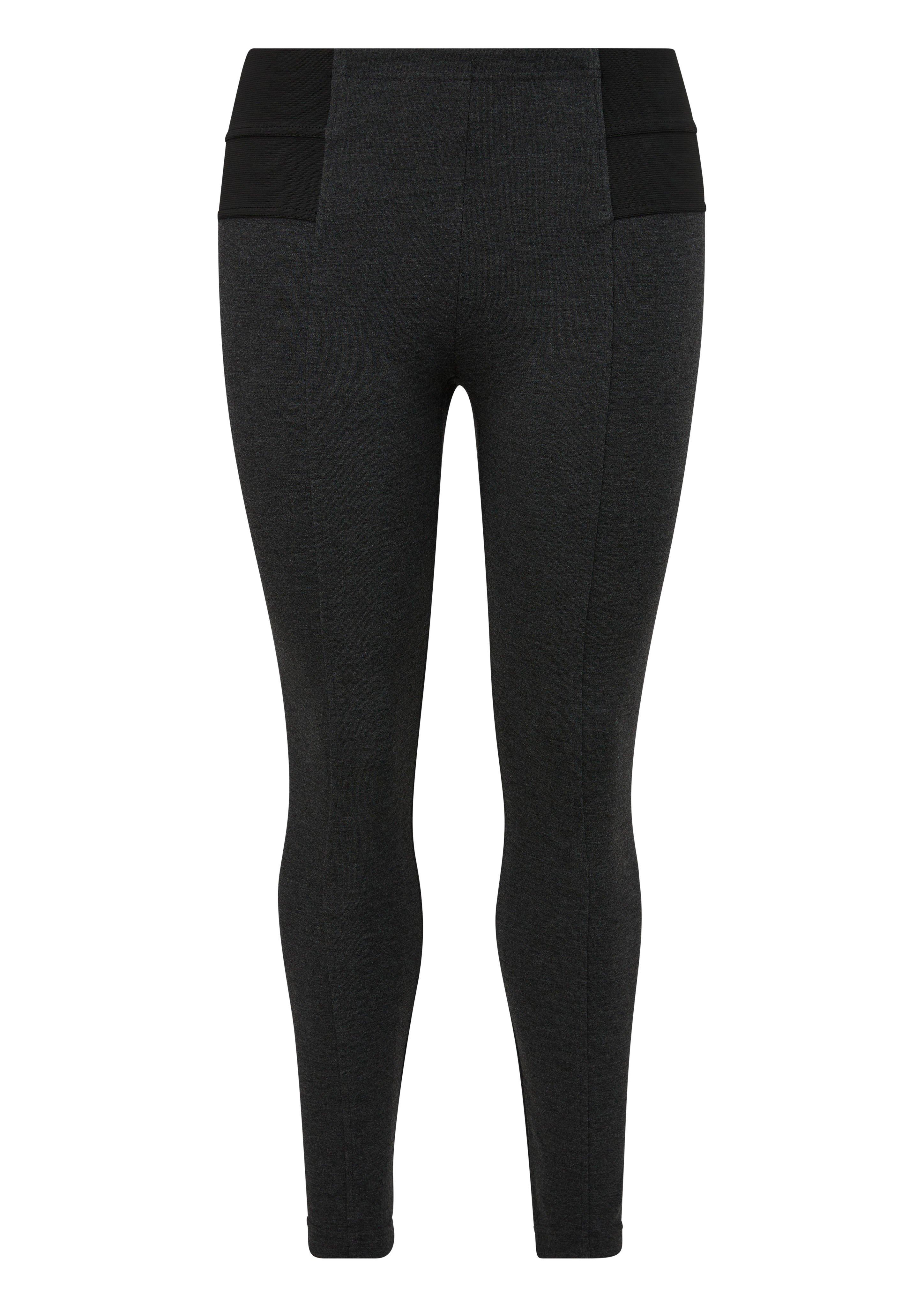 Melierte Leggings mit seitlichen Stretcheinsätzen