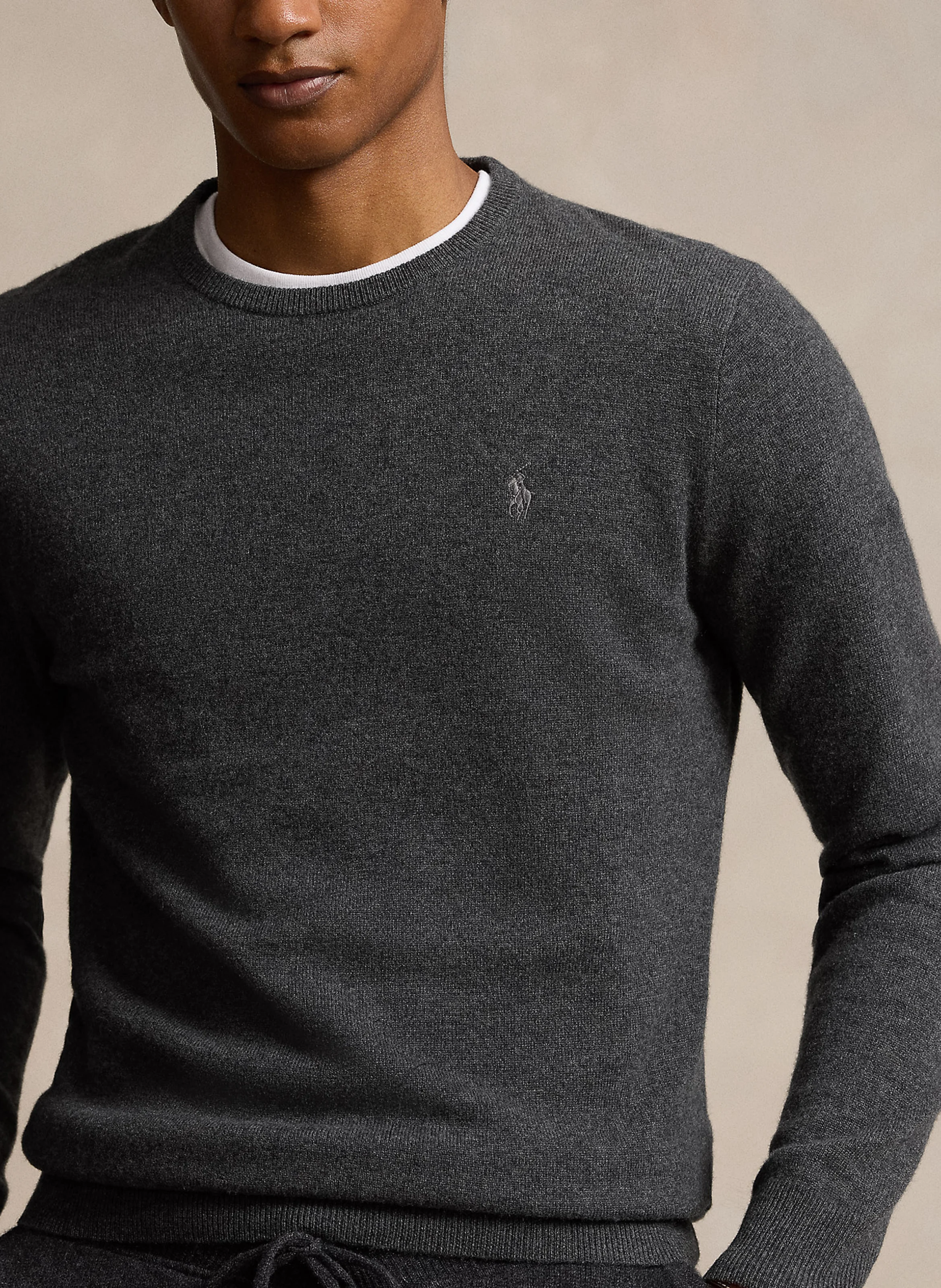 Pull col rond en laine | Gris