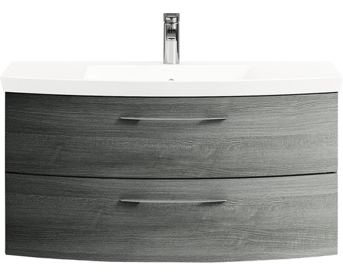 Cassca Sprint badkamermeubelset, BxD 101 x 46,2 cm, grafietfronten, 2-delige set met wastafel van mineraalmarmer