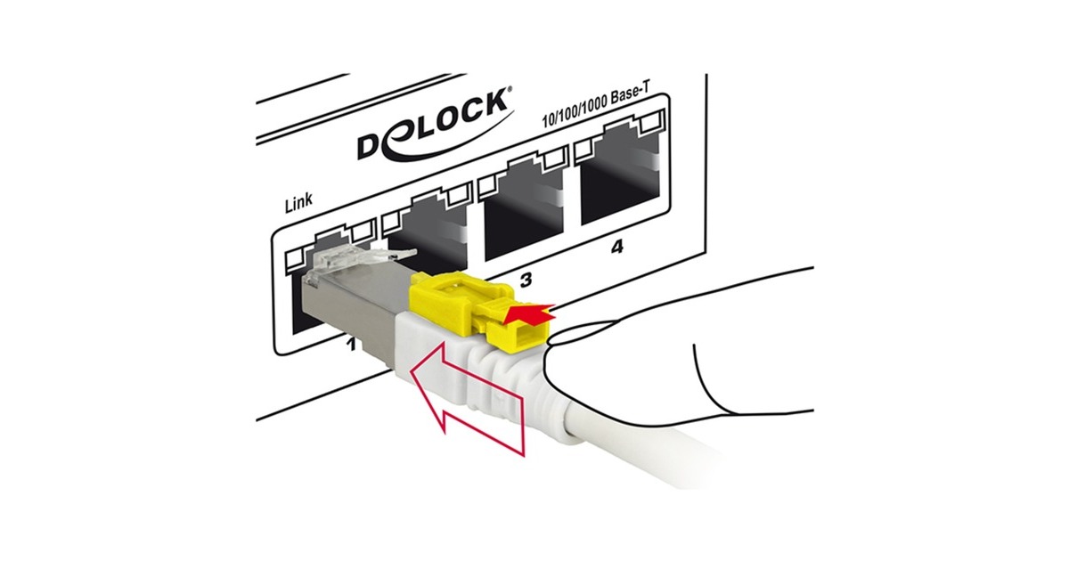 DeLOCKPatchkabel RJ-45 Secure met Cat.6a  (Wit, 85331, 1 meter)